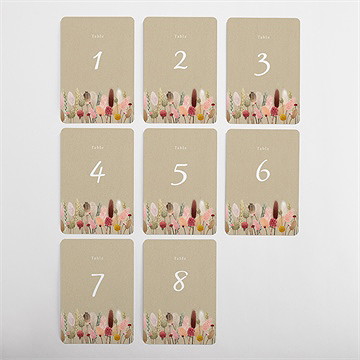 Numéro de table mariage notre bouquet champêtre - Vue d'ensemble