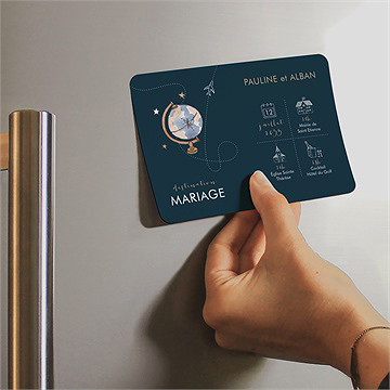 Faire-part mariage notre passeport magnet - Mise en situation