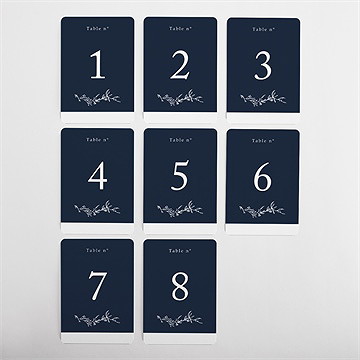 Numéro de table mariage bleu minéral - Vue d'ensemble