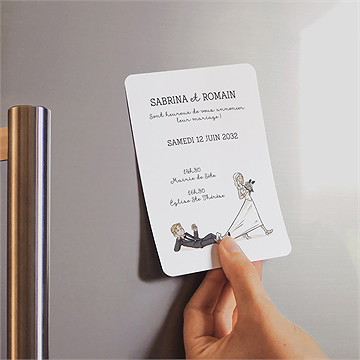 Faire-part mariage mariage original magnet - Mise en situation
