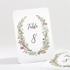Numéro de table mariage gravure champêtre