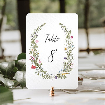 Numéro de table mariage gravure champêtre - Mise en situation