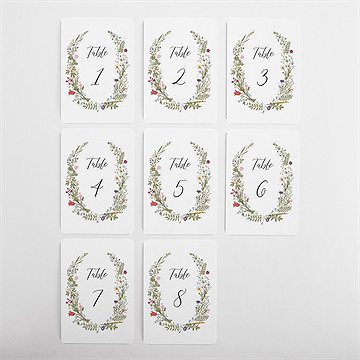 Numéro de table mariage gravure champêtre - Vue d'ensemble