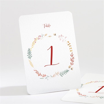 Numéro de table mariage terre de feu pochette