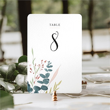 Numéro de table mariage bouquet ardent - Mise en situation