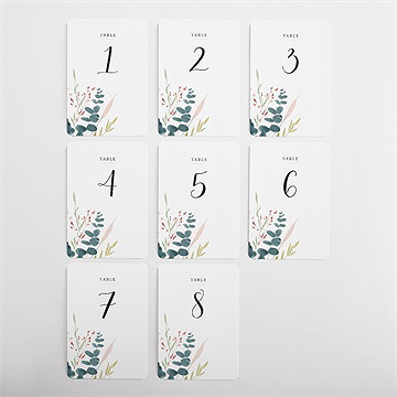 Numéro de table mariage bouquet ardent - Vue d'ensemble