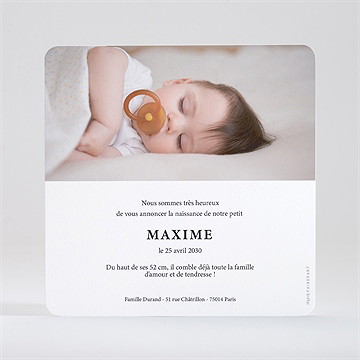 Faire-part naissance sur son couffin dorure - Dos du faire-part