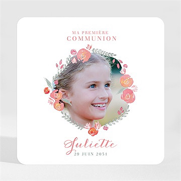 Faire-part communion couronne aquarelle magnet - Mise en situation