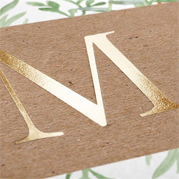 Faire-part de baptême kraft végétal dorure - Détail du faire-part