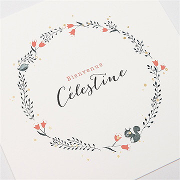 Faire-part naissance en rouge et noir dorure - Marquage à chaud OR