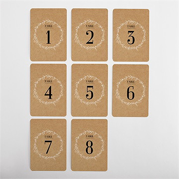 Numéro de table mariage kraft champêtre - Vue d'ensemble