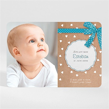 Faire-part naissance gros nœud et pois magnet