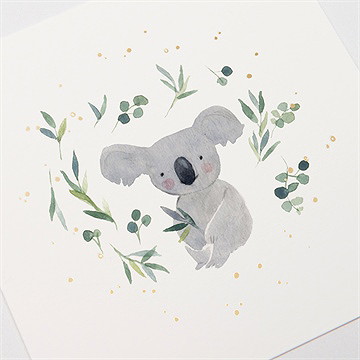 Faire-part naissance koala dorure - Marquage à Chaud OR