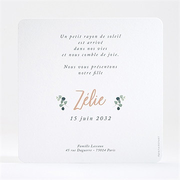 Faire-part naissance koala dorure - Dos du faire-part