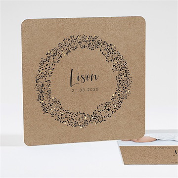 Faire-part naissance tendre secret dorure