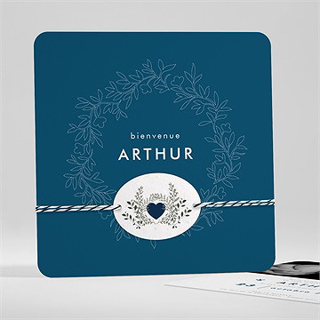 Faire-part naissance couronne en relief ensemencée