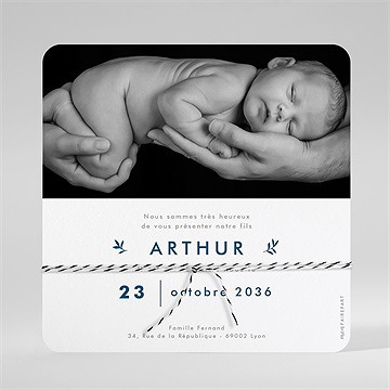 Faire-part naissance couronne en relief ensemencée - Dos de la carte