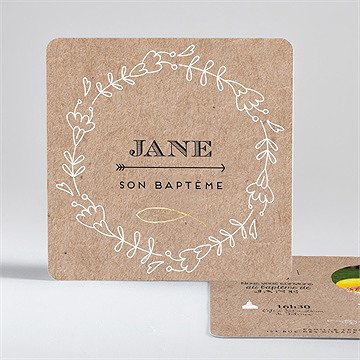 Faire-part de baptême belle histoire sacrée dorure