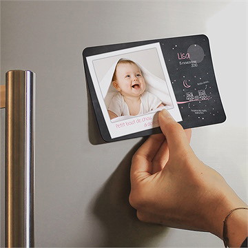 Faire-part naissance chouette surprise magnet - Mise en situation