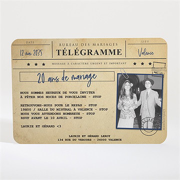 Invitation anniversaire de mariage 20 ans de bonheur