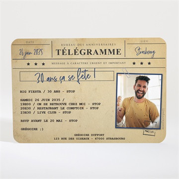 Invitation anniversaire télégramme anniversaire