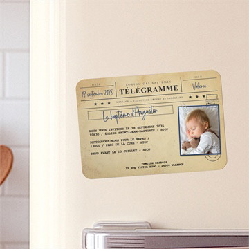 Faire-part de baptême télégramme baptême magnet