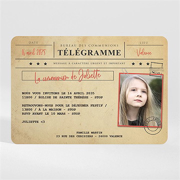 Faire-part communion mon télégramme - Mise en situation