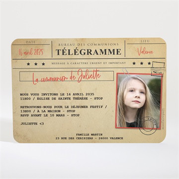 Faire-part communion mon télégramme paysage