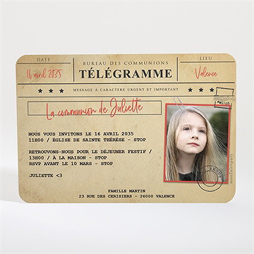 Faire-part communion mon télégramme paysage