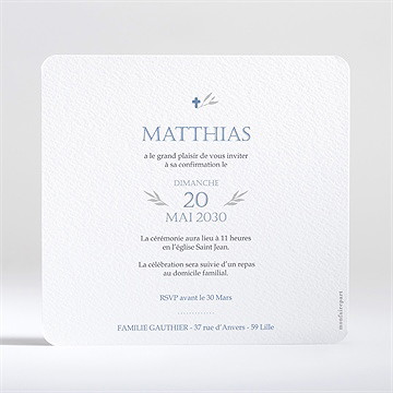 Faire-part confirmation grandeur - Dos du faire-part