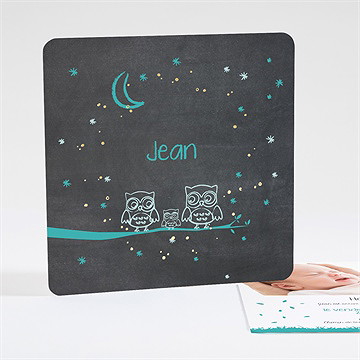 Faire-part naissance chouette alors dorure