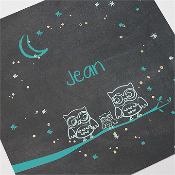 Faire-part naissance chouette alors dorure - Détail du faire-part