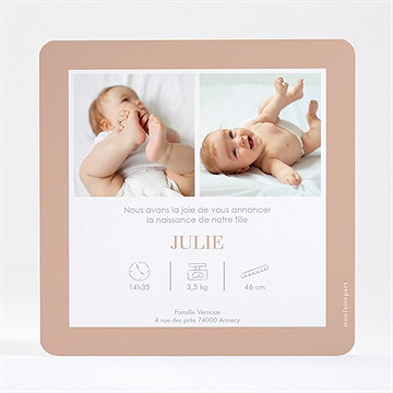 Faire-part naissance espiègle dorure - Dos du faire-part