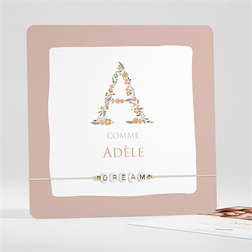 Faire-part naissance belle initiale bracelet