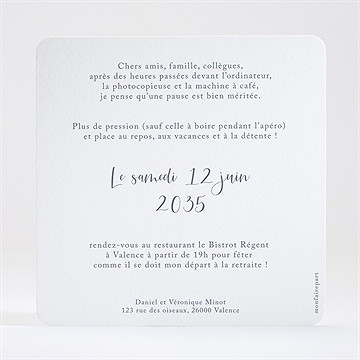 Carte invitation départ à la retraite vamos a la playa - Dos de l'invitation