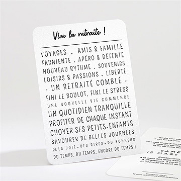 Carte invitation départ à la retraite joli programme
