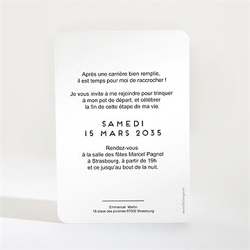 Carte invitation départ à la retraite joli programme - Dos de l'invitation