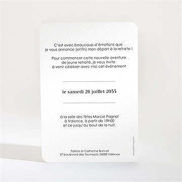 Carte invitation départ à la retraite définition - Dos de l'invitation
