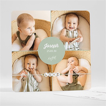 Faire-part naissance multi photos carré