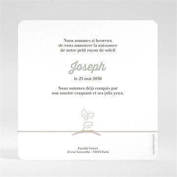 Faire-part naissance multi photos carré - Dos du faire-part