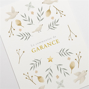 Faire-part communion en vérité dorure - Détail du faire-part