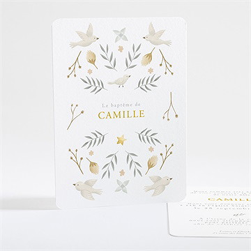 Faire-part de baptême vers le beau dorure