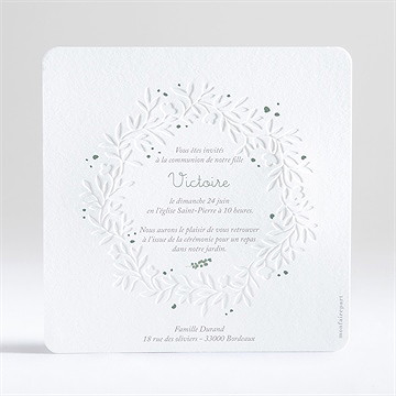 Faire-part communion printanier gaufrage - Dos du faire-part