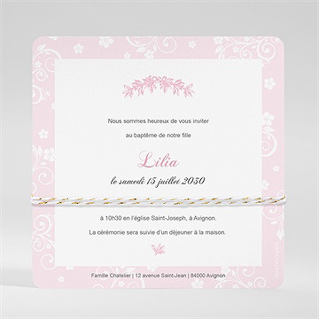 Faire-part de baptême petite tendresse - Dos du faire-part