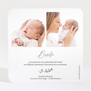 Remerciement naissance nouvelle printanière - Dos de la carte