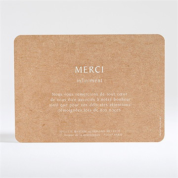 Remerciement mariage bohème écolo dorure - Dos de la carte