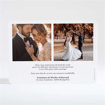 Remerciement mariage photomaton dorure - Dos de la carte