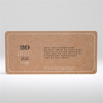 Remerciement mariage kraft vintage paysage - Dos de la carte