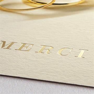 Remerciement mariage alliances fond crème dorure - Marquage à chaud OR