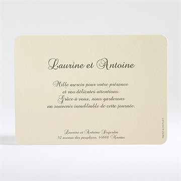 Remerciement mariage alliances fond crème dorure - Dos de la carte